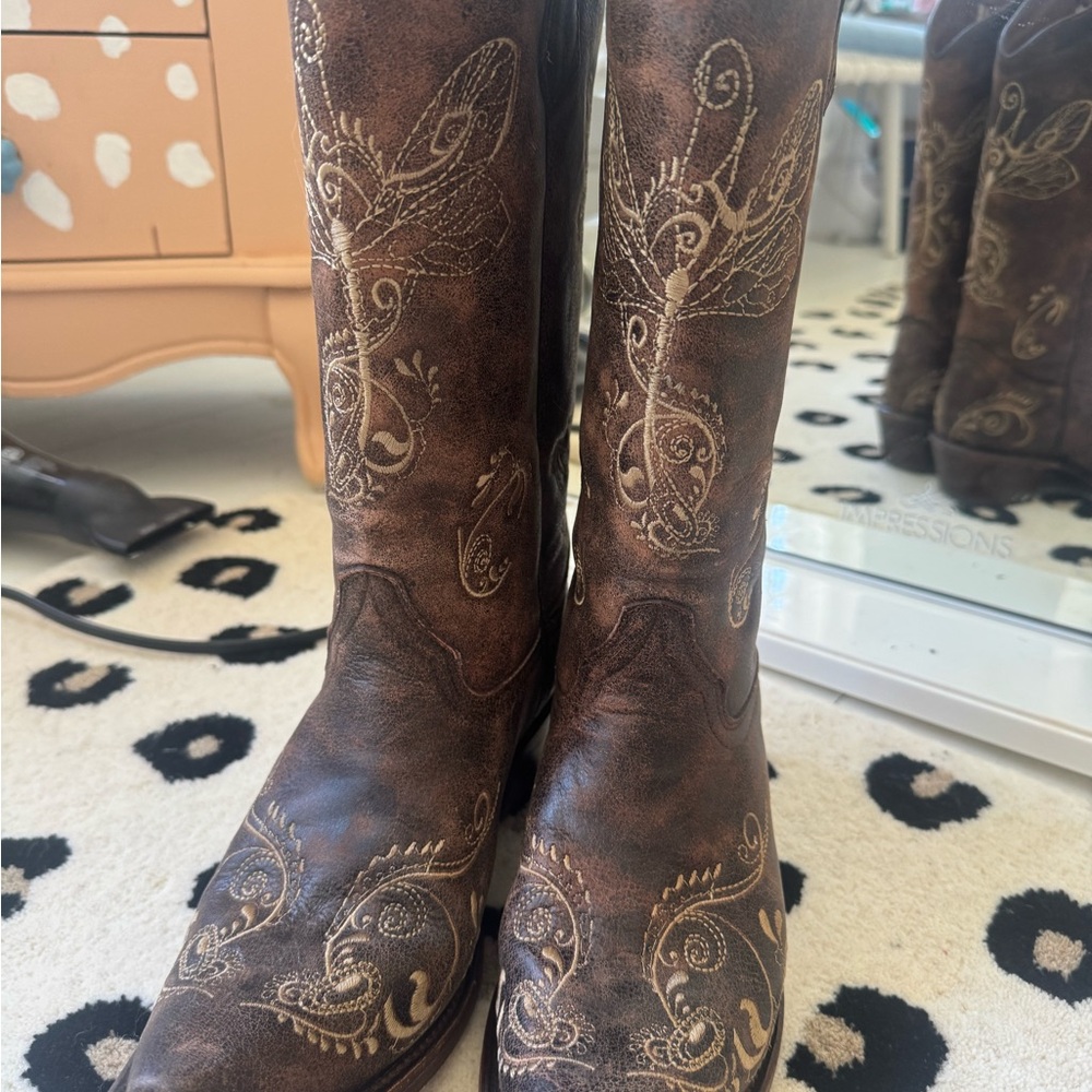 Circle G Dark Brown Embroidered Heeled Boots